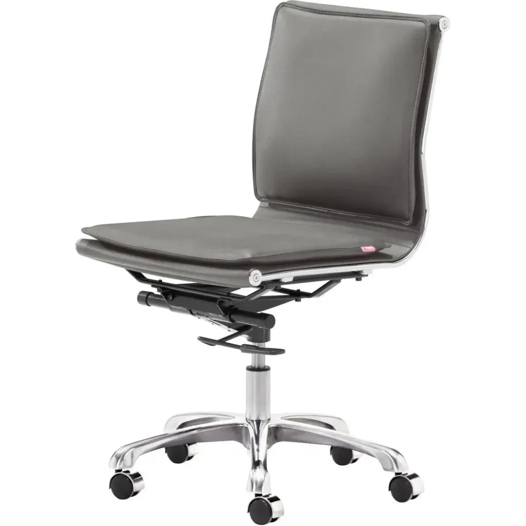 Lider Plus Armless Office Chair Gray-Office Chairs-Zuo Modern-LOOMLAN