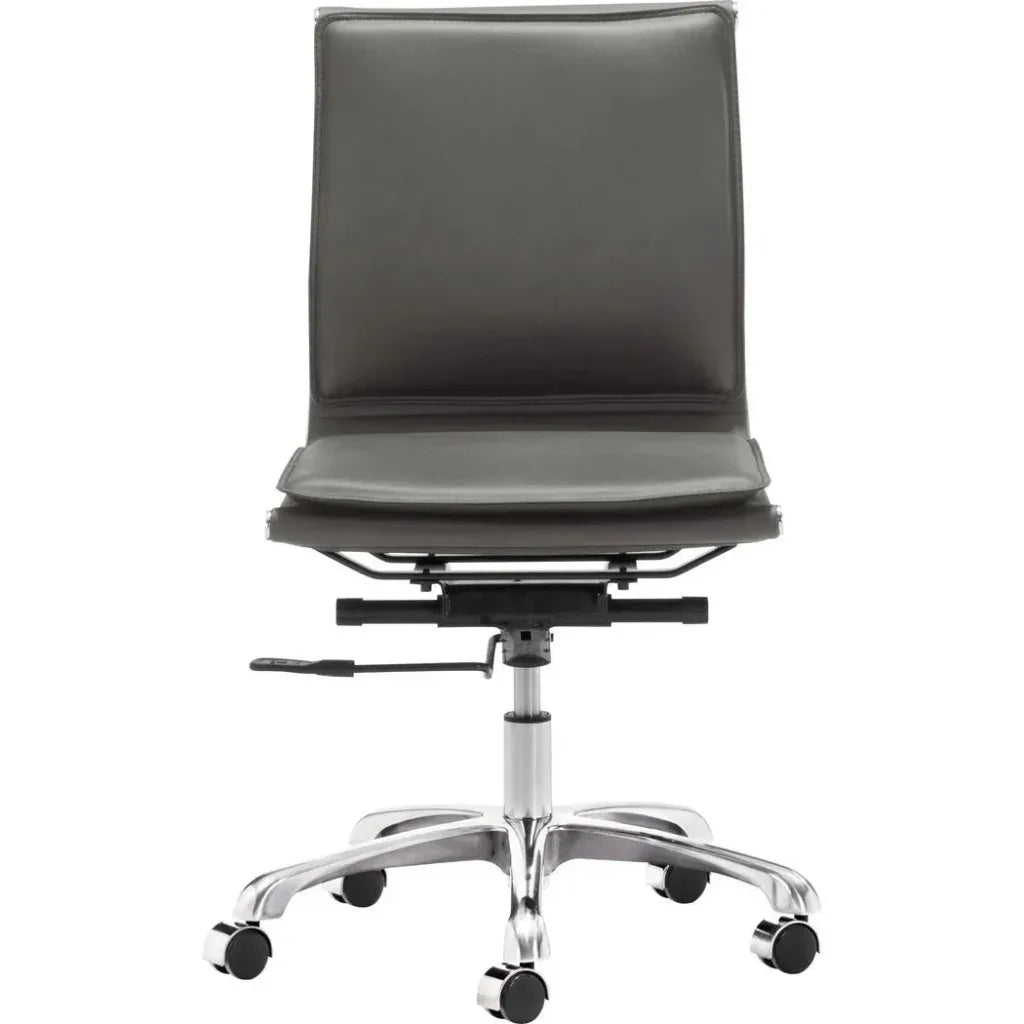 Lider Plus Armless Office Chair Gray-Office Chairs-Zuo Modern-LOOMLAN