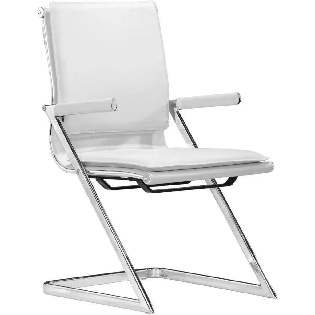 Lider Plus Conference Chair (Set of 2) White-Office Chairs-Zuo Modern-LOOMLAN