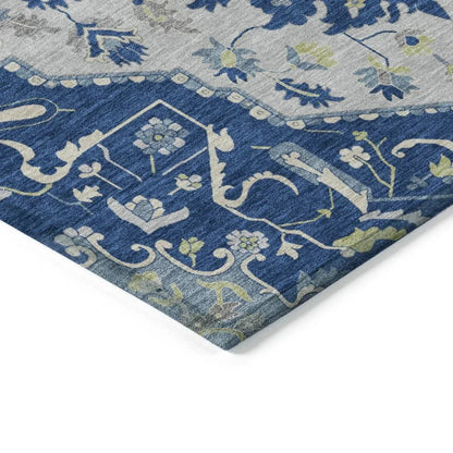 Lidia Blue Washable Indoor-Outdoor Rug-Outdoor Rugs-LOOMLAN Rugs-LOOMLAN
