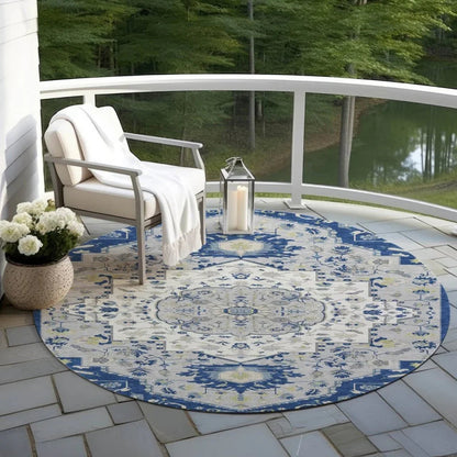 Lidia Blue Washable Indoor-Outdoor Rug-Outdoor Rugs-LOOMLAN Rugs-LOOMLAN
