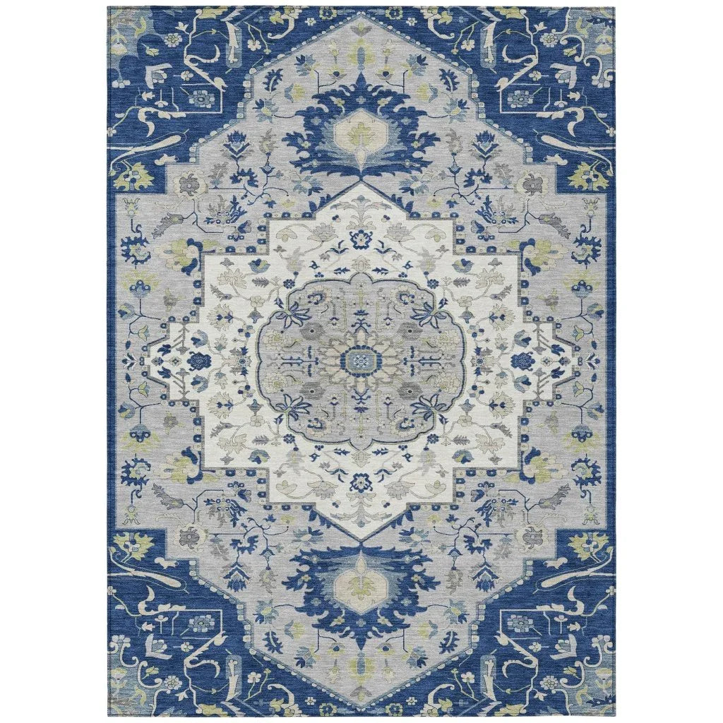 Lidia Blue Washable Indoor-Outdoor Rug-Outdoor Rugs-LOOMLAN Rugs-2'6" x 3'10"-LOOMLAN