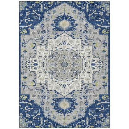 Lidia Blue Washable Indoor-Outdoor Rug-Outdoor Rugs-LOOMLAN Rugs-2'6" x 3'10"-LOOMLAN