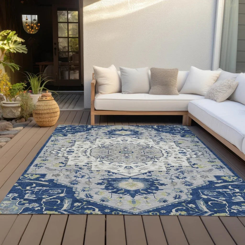 Lidia Blue Washable Indoor-Outdoor Rug-Outdoor Rugs-LOOMLAN Rugs-LOOMLAN