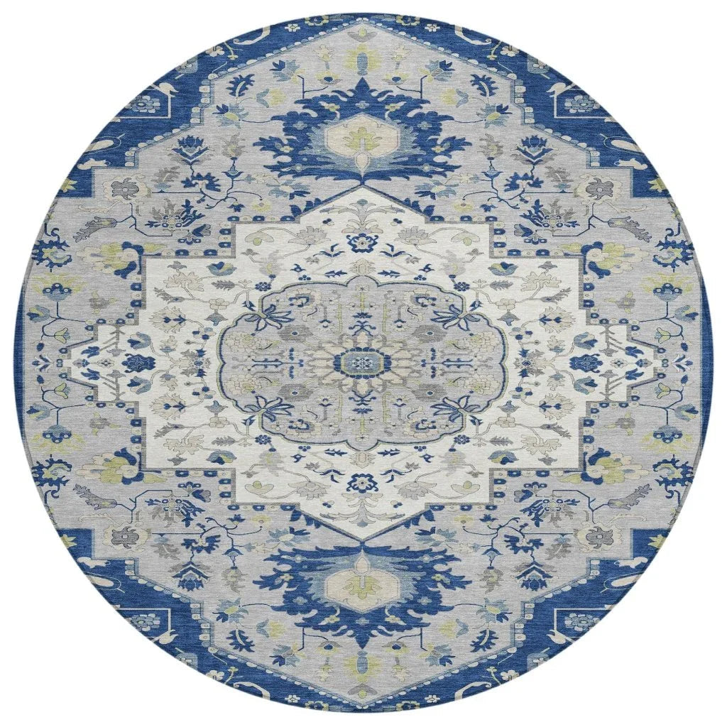 Lidia Blue Washable Indoor-Outdoor Rug-Outdoor Rugs-LOOMLAN Rugs-8' x 8'-LOOMLAN