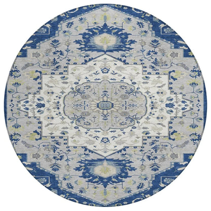 Lidia Blue Washable Indoor-Outdoor Rug-Outdoor Rugs-LOOMLAN Rugs-8' x 8'-LOOMLAN