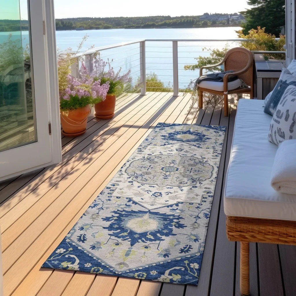 Lidia Blue Washable Indoor-Outdoor Rug-Outdoor Rugs-LOOMLAN Rugs-LOOMLAN