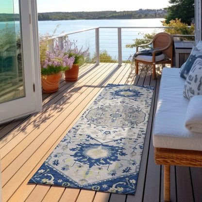 Lidia Blue Washable Indoor-Outdoor Rug-Outdoor Rugs-LOOMLAN Rugs-LOOMLAN