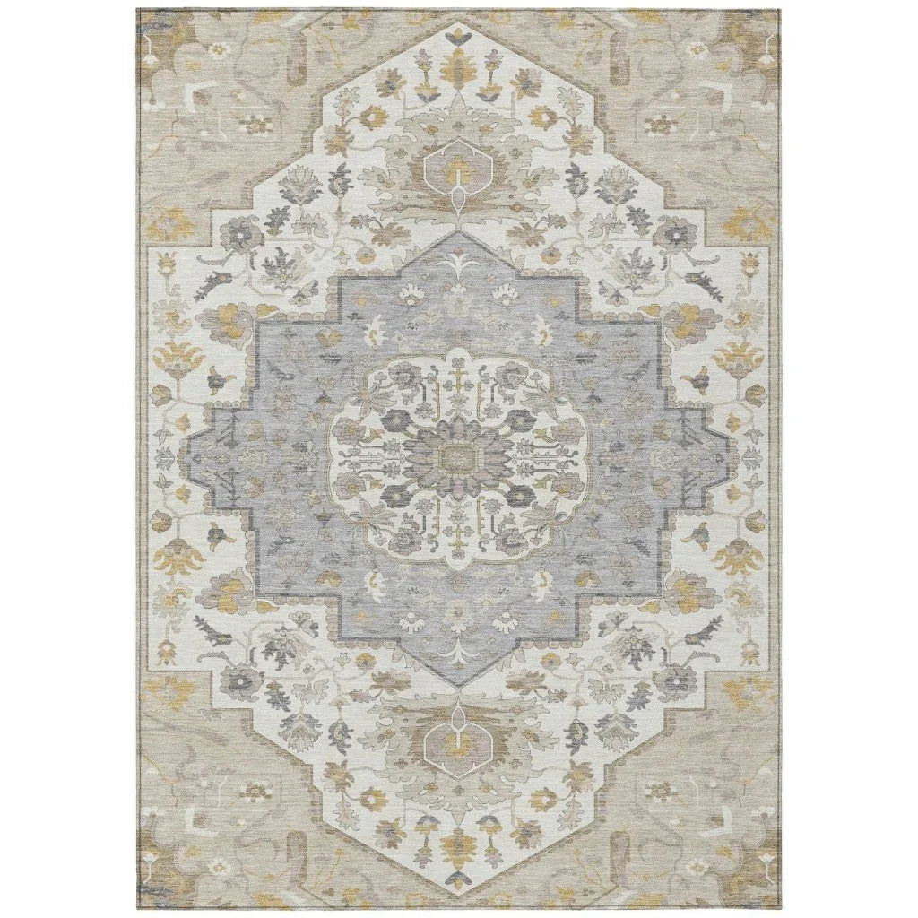 Lidia Brown Washable Indoor-Outdoor Rug-Outdoor Rugs-LOOMLAN Rugs-2'6" x 3'10"-LOOMLAN