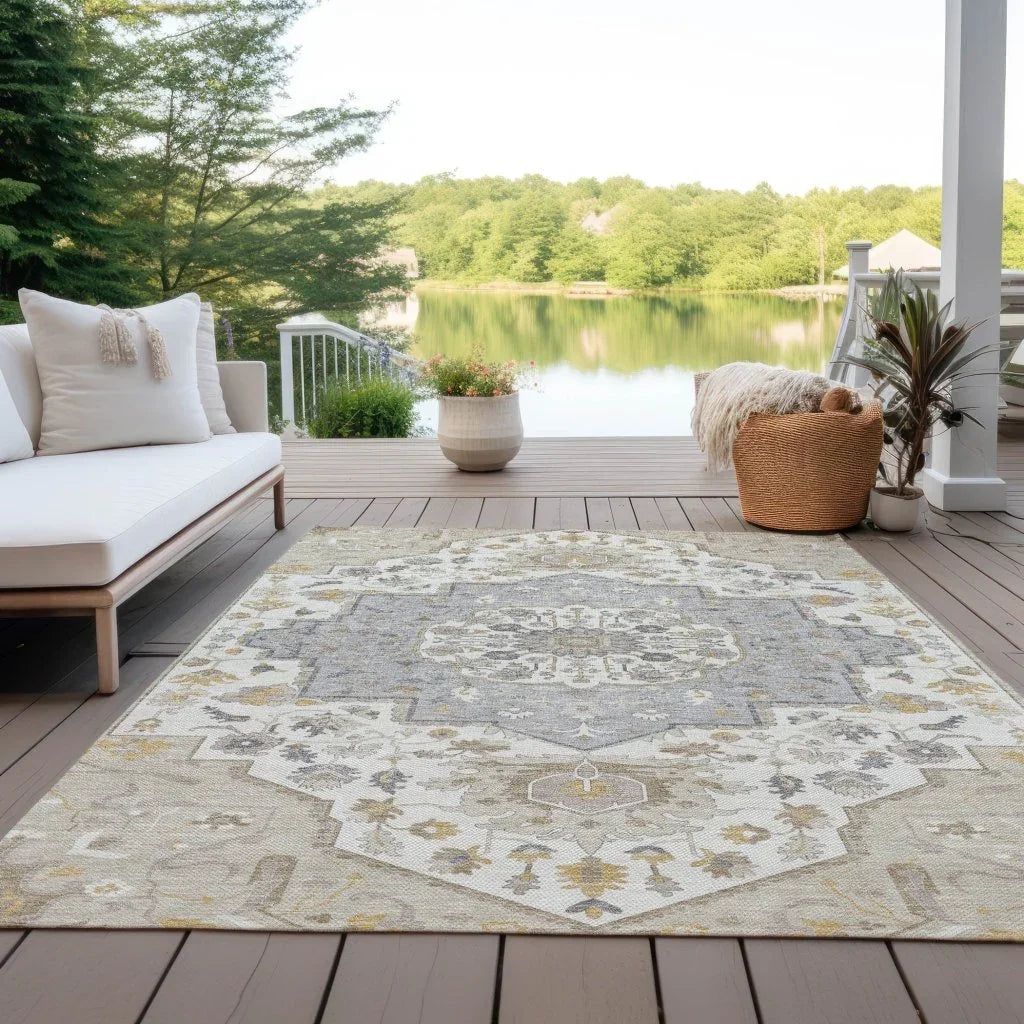 Lidia Brown Washable Indoor-Outdoor Rug-Outdoor Rugs-LOOMLAN Rugs-LOOMLAN