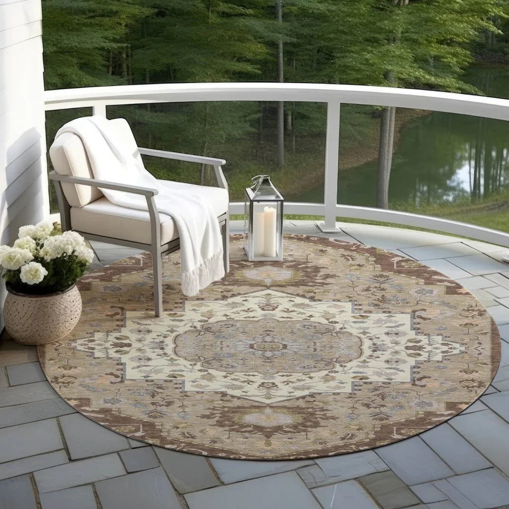 Lidia Chocolate Washable Indoor-Outdoor Rug-Outdoor Rugs-LOOMLAN Rugs-LOOMLAN