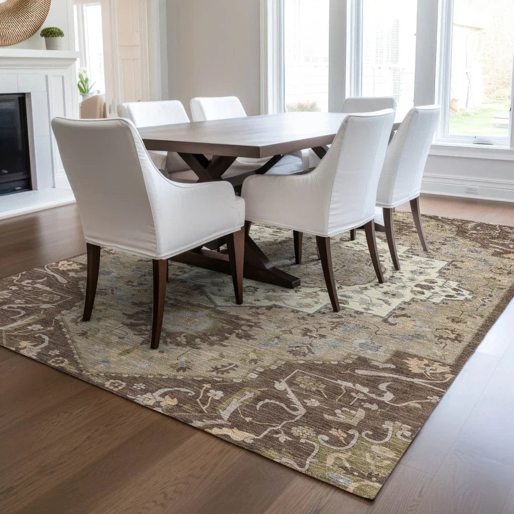 Lidia Chocolate Washable Indoor-Outdoor Rug-Outdoor Rugs-LOOMLAN Rugs-LOOMLAN