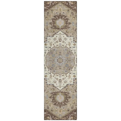 Lidia Chocolate Washable Indoor-Outdoor Rug-Outdoor Rugs-LOOMLAN Rugs-2'3" x 7'6"-LOOMLAN