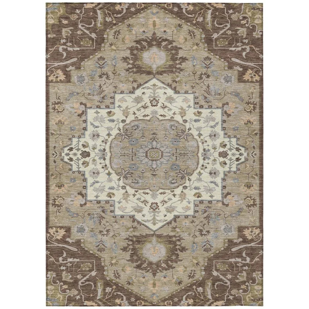 Lidia Chocolate Washable Indoor-Outdoor Rug-Outdoor Rugs-LOOMLAN Rugs-2'6" x 3'10"-LOOMLAN