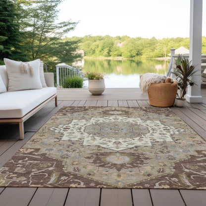 Lidia Chocolate Washable Indoor-Outdoor Rug-Outdoor Rugs-LOOMLAN Rugs-LOOMLAN