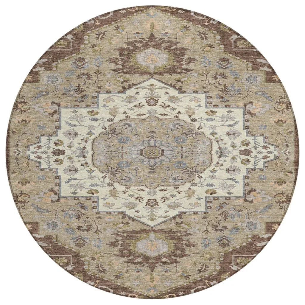 Lidia Chocolate Washable Indoor-Outdoor Rug-Outdoor Rugs-LOOMLAN Rugs-8' x 8'-LOOMLAN