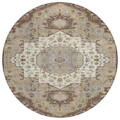 Lidia Chocolate Washable Indoor-Outdoor Rug-Outdoor Rugs-LOOMLAN Rugs-8' x 8'-LOOMLAN