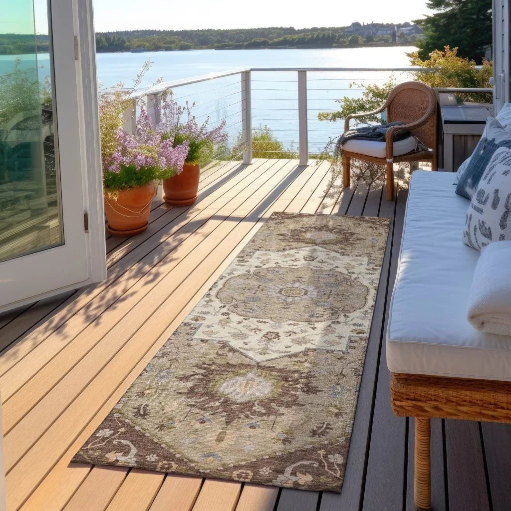 Lidia Chocolate Washable Indoor-Outdoor Rug-Outdoor Rugs-LOOMLAN Rugs-LOOMLAN