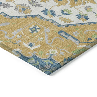 Lidia Gold Washable Indoor-Outdoor Rug-Outdoor Rugs-LOOMLAN Rugs-LOOMLAN