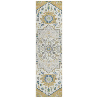 Lidia Gold Washable Indoor-Outdoor Rug-Outdoor Rugs-LOOMLAN Rugs-2'3" x 7'6"-LOOMLAN