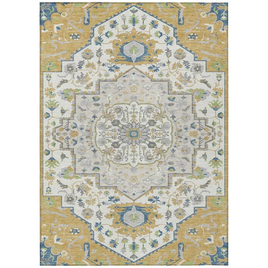 Lidia Gold Washable Indoor-Outdoor Rug-Outdoor Rugs-LOOMLAN Rugs-2'6" x 3'10"-LOOMLAN