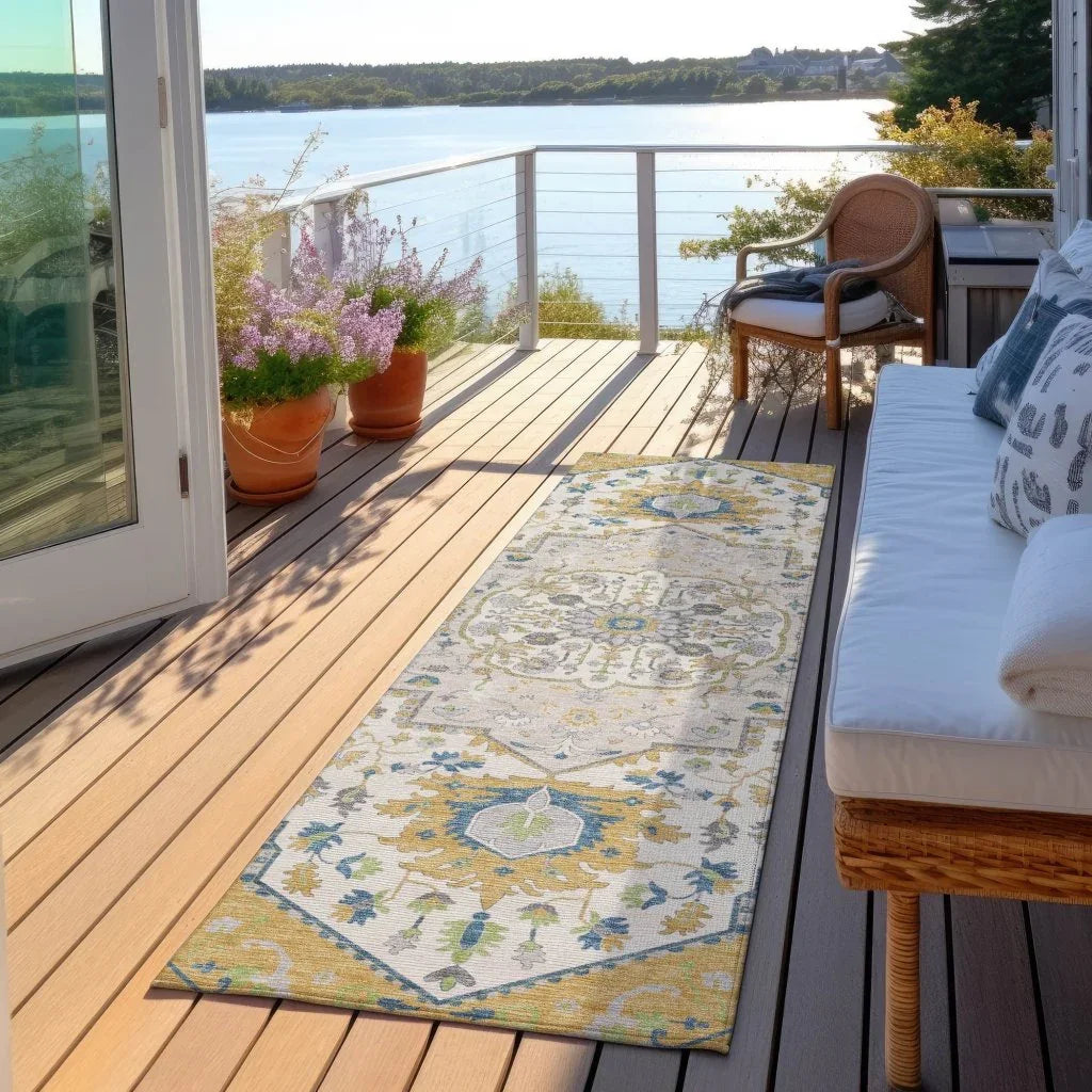 Lidia Gold Washable Indoor-Outdoor Rug-Outdoor Rugs-LOOMLAN Rugs-LOOMLAN