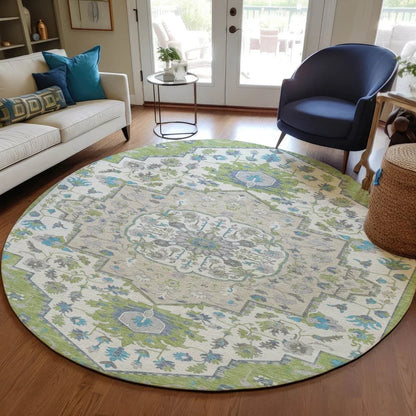 Lidia Green Washable Indoor-Outdoor Rug-Outdoor Rugs-LOOMLAN Rugs-LOOMLAN