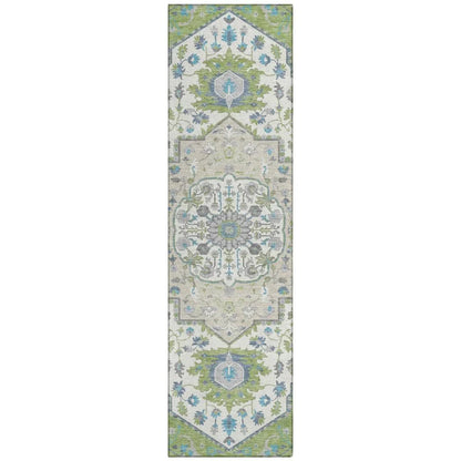Lidia Green Washable Indoor-Outdoor Rug-Outdoor Rugs-LOOMLAN Rugs-2'3" x 7'6"-LOOMLAN
