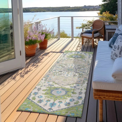 Lidia Green Washable Indoor-Outdoor Rug-Outdoor Rugs-LOOMLAN Rugs-LOOMLAN