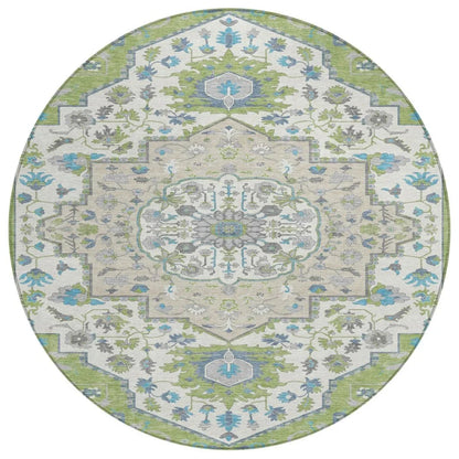 Lidia Green Washable Indoor-Outdoor Rug-Outdoor Rugs-LOOMLAN Rugs-8' x 8'-LOOMLAN