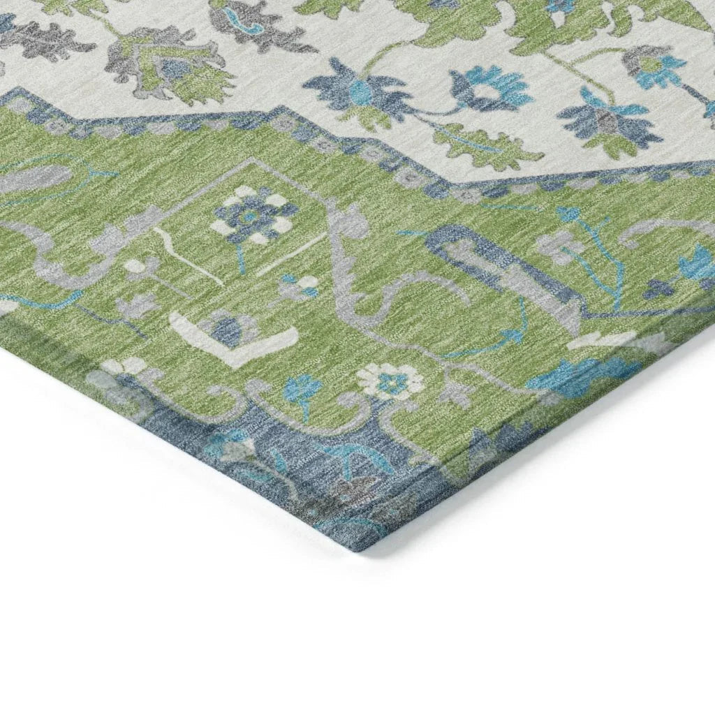 Lidia Green Washable Indoor-Outdoor Rug-Outdoor Rugs-LOOMLAN Rugs-LOOMLAN