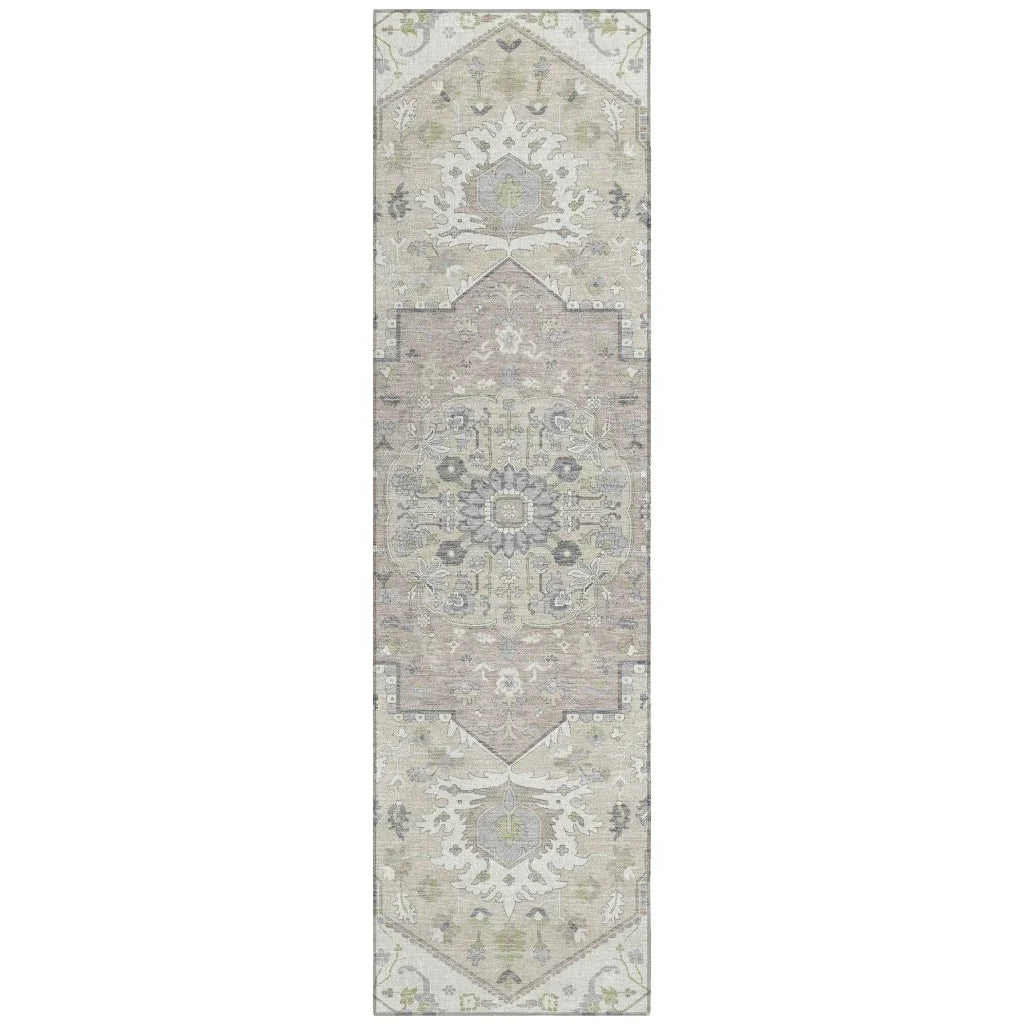 Lidia Ivory Washable Indoor-Outdoor Rug-Outdoor Rugs-LOOMLAN Rugs-2'3" x 7'6"-LOOMLAN