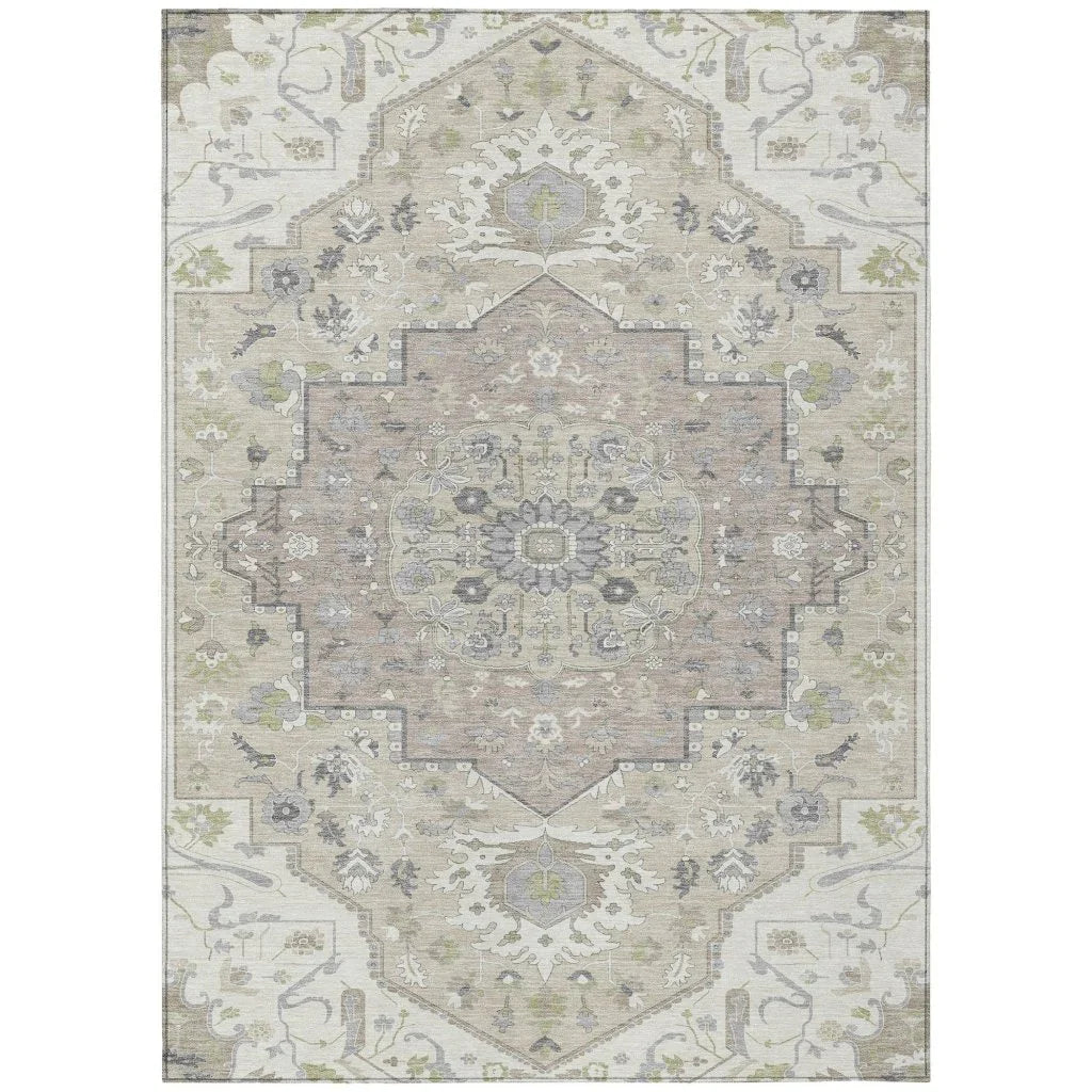 Lidia Ivory Washable Indoor-Outdoor Rug-Outdoor Rugs-LOOMLAN Rugs-2'6" x 3'10"-LOOMLAN