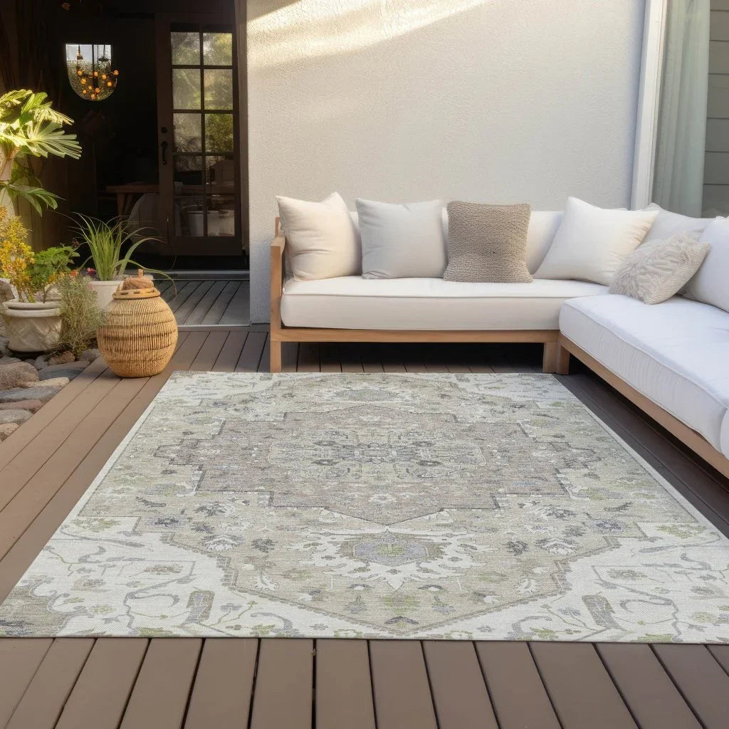 Lidia Ivory Washable Indoor-Outdoor Rug-Outdoor Rugs-LOOMLAN Rugs-LOOMLAN