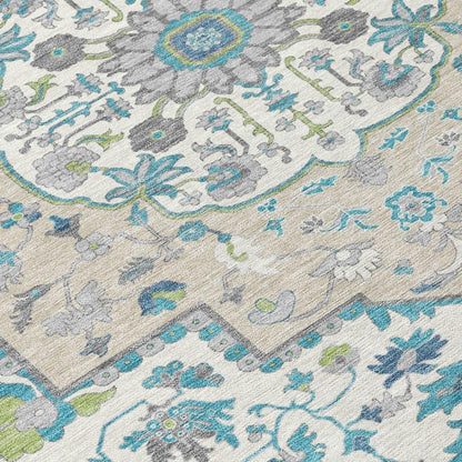 Lidia Teal Washable Indoor-Outdoor Rug-Outdoor Rugs-LOOMLAN Rugs-LOOMLAN
