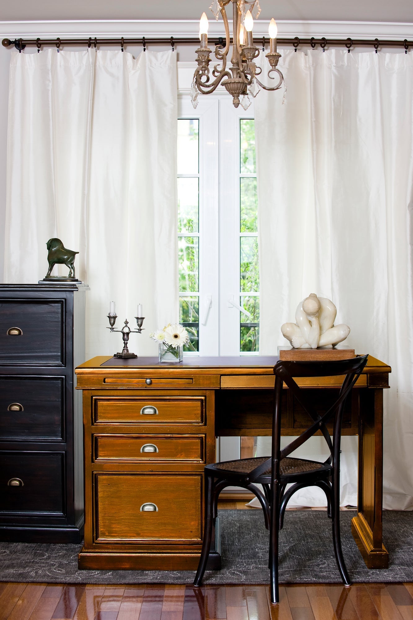 Lifestyle Three Drawers Wooden Single Desk-Home Office Desks-LH Imports-LOOMLAN