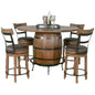 Light Brown Round Barrel Pub Table Barstools 5 PC Set-Dining Table Sets-Sunny D-LOOMLAN