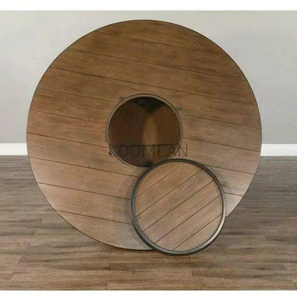 Light Brown Round Barrel Pub Table Stools 5 PC Set-Dining Table Sets-Sunny D-LOOMLAN