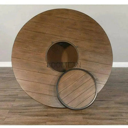 Light Brown Round Barrel Pub Table Stools 5 PC Set-Dining Table Sets-Sunny D-LOOMLAN