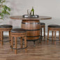 Light Brown Round Barrel Pub Table Stools 5 PC Set-Dining Table Sets-Sunny D-LOOMLAN