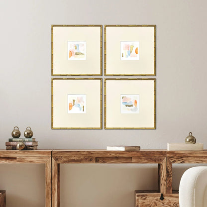 Like Clouds Wood Orange Framed Wall Art 4PC