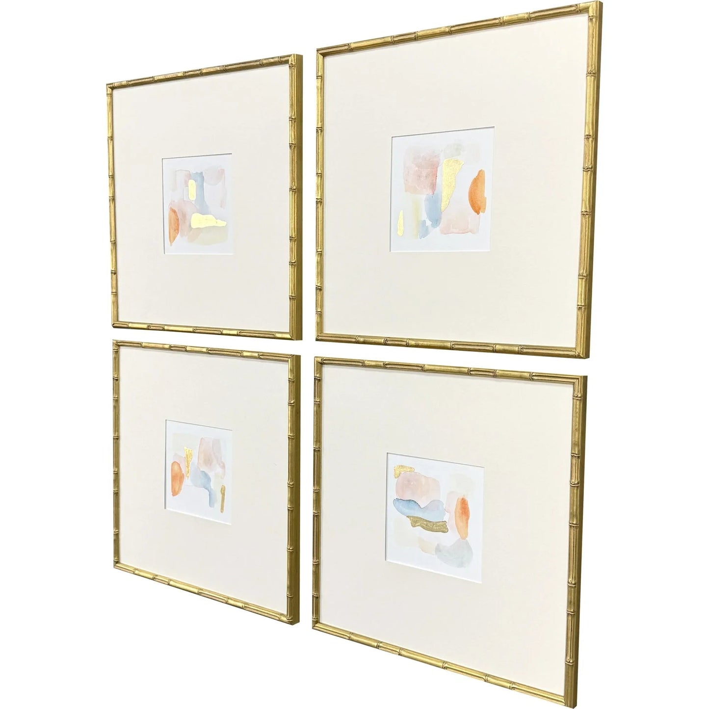 Like Clouds Wood Orange Framed Wall Art 4PC