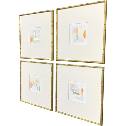 Like Clouds Wood Orange Framed Wall Art 4PC