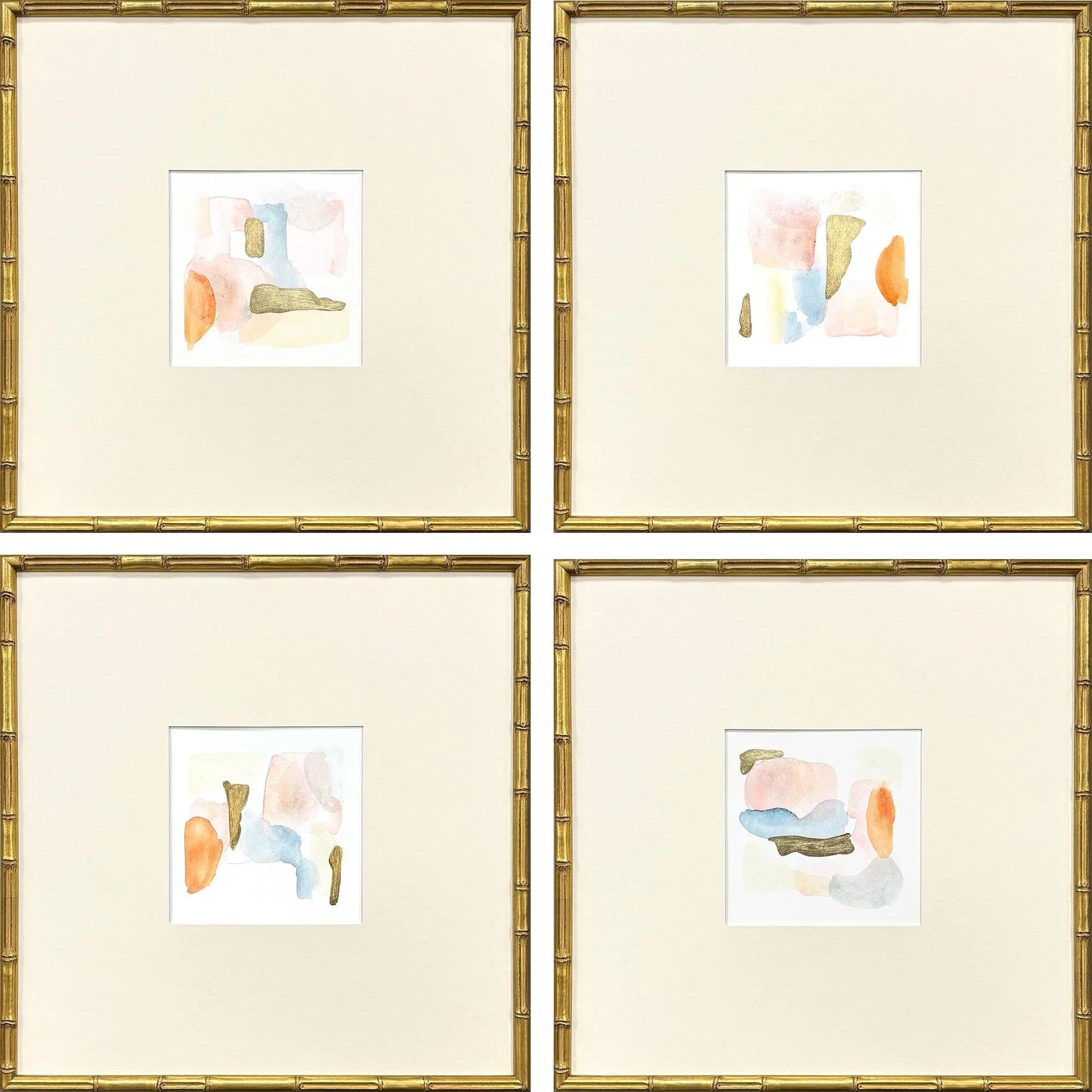 Like Clouds Wood Orange Framed Wall Art 4PC