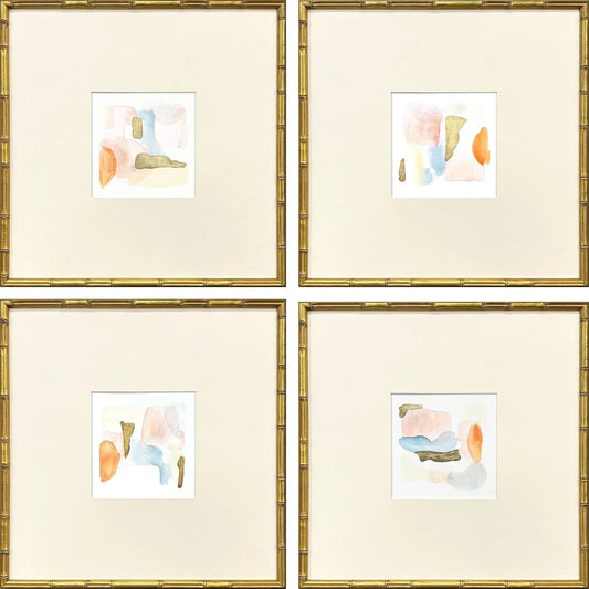 Like Clouds Wood Orange Framed Wall Art 4PC