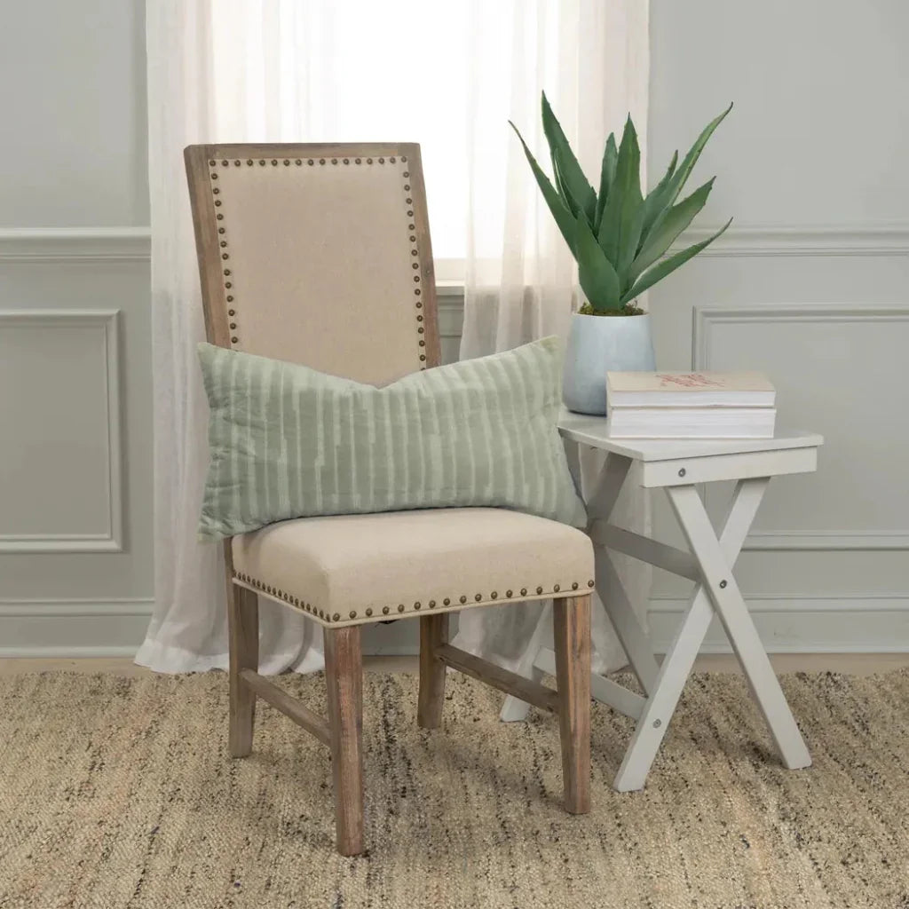 Lila Embroidered Stripes Lumbar Pillow Cover Insert - LOOMLAN - LOOMLAN - Throw Pillows