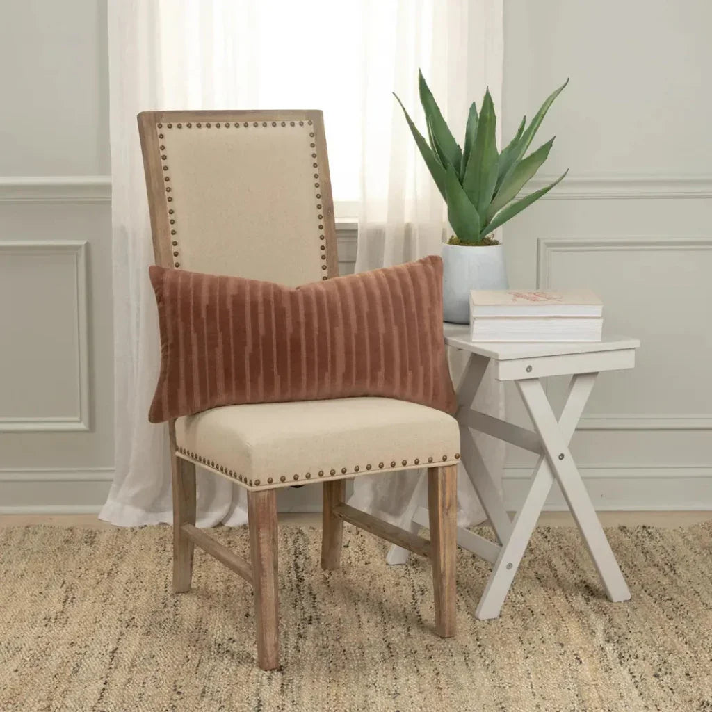 Lila Embroidered Stripes Lumbar Pillow Cover Insert - LOOMLAN - LOOMLAN - Throw Pillows