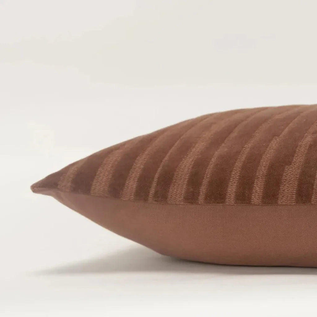 Lila Embroidered Stripes Lumbar Pillow Cover Insert - LOOMLAN - LOOMLAN - Throw Pillows