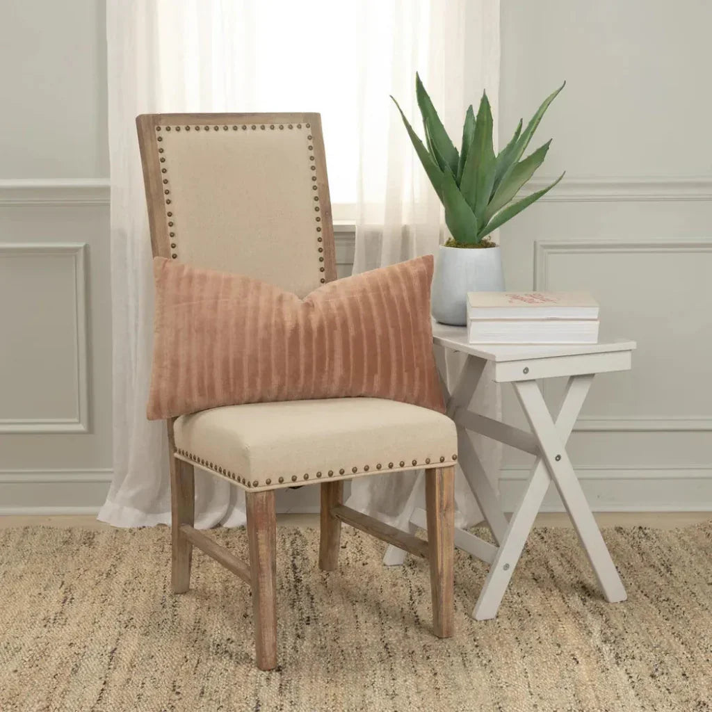 Lila Embroidered Stripes Lumbar Pillow Cover Insert - LOOMLAN - LOOMLAN - Throw Pillows