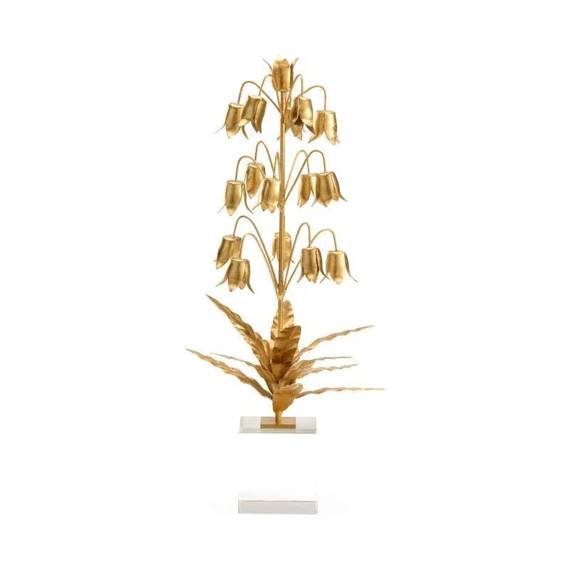 Lily Of The Valley Gold Floral Crystal Base Sculpture - LOOMLAN - Chelsea House - Statues & Sculptures